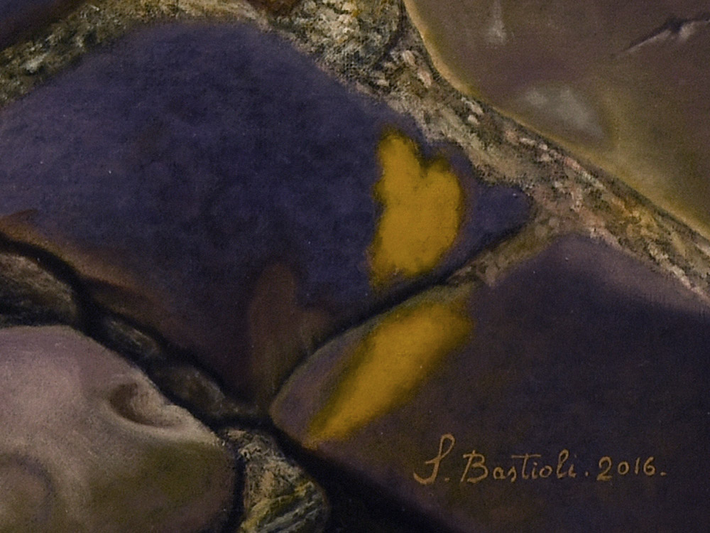 Sandro Bastioli. Italian hyperrealistic painter: artwork depicting polished floor. A painting that enhances the details of matter worn by time. Detail 2