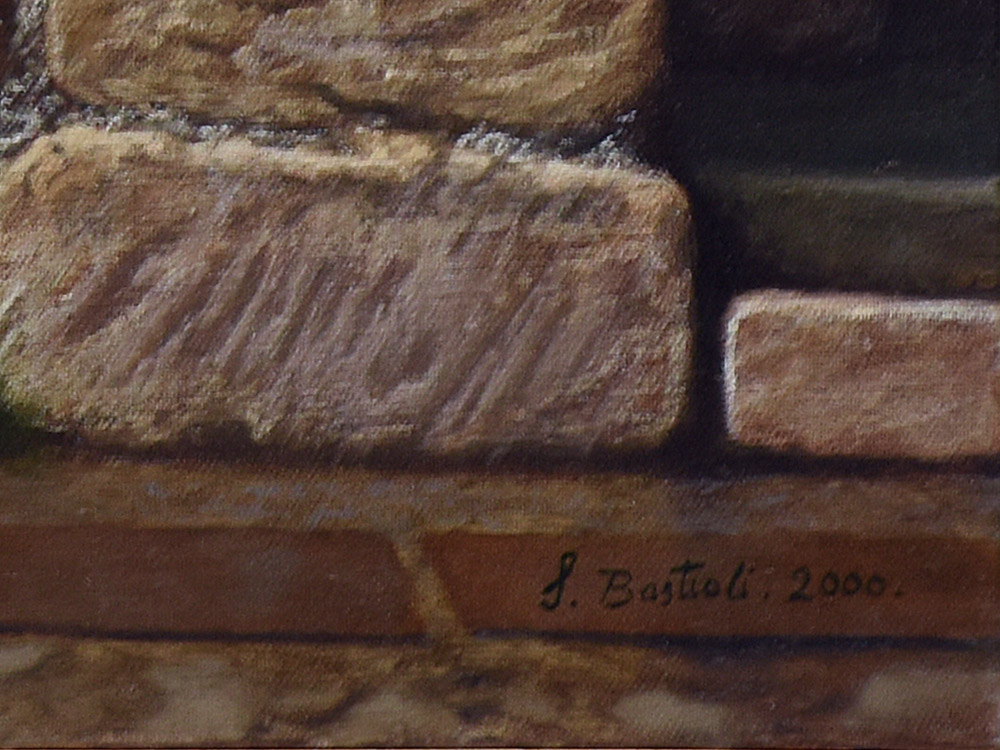 Sandro Bastioli. Oil on canvas painting: artwork depicting gas wall. A masterpiece of pictorial technique and attention to detail. Detail 2