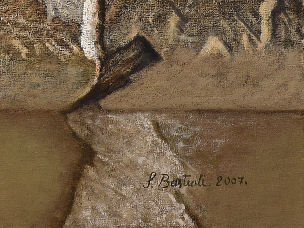 Sandro Bastioli. Hyperrealistic oil painting: artwork depicting polished floor. An artwork of incredible material realism. Detail 2