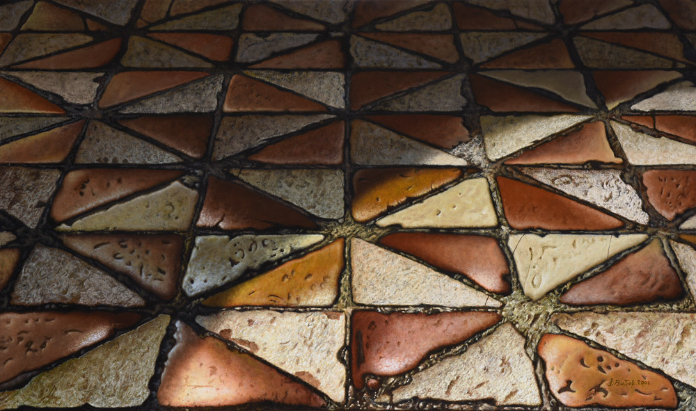Sandro Bastioli. Painting by a contemporary painter: artwork depicting triangle paving. A masterpiece of pictorial technique and attention to detail.