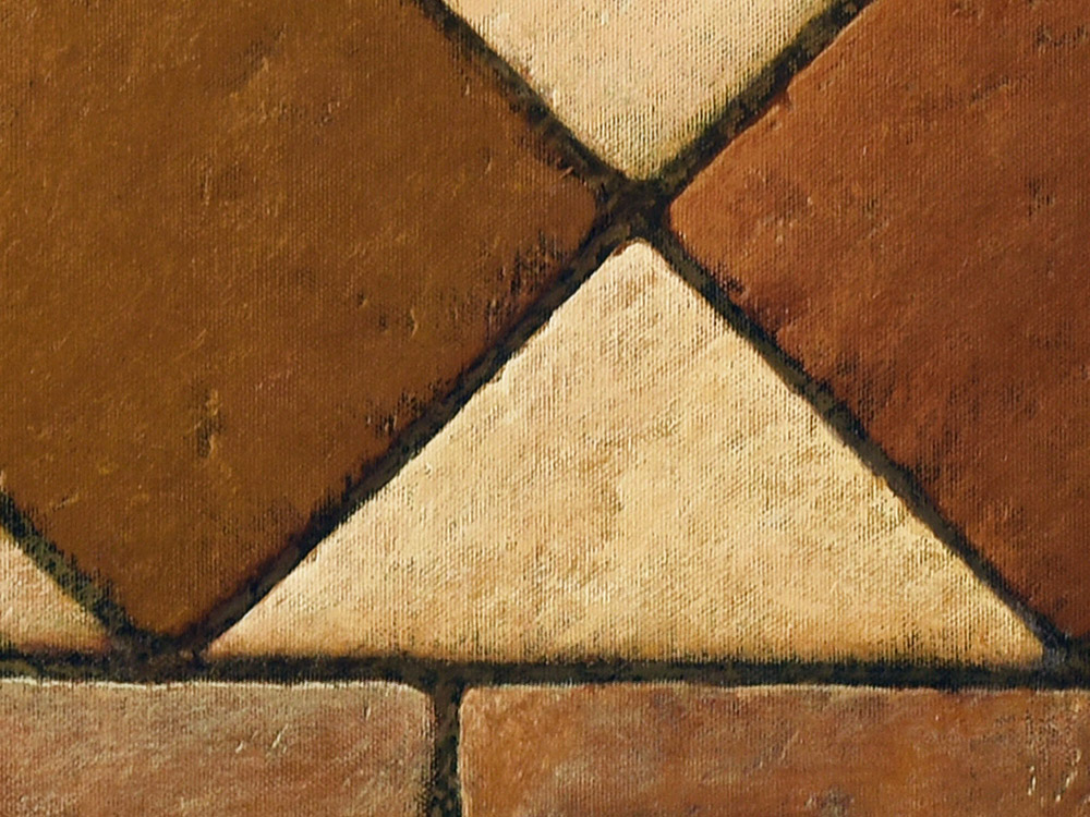 Sandro Bastioli. Contemporary oil painting: artwork depicting terracotta paving. A painting characterized by extraordinary visual rendering. Detail 2