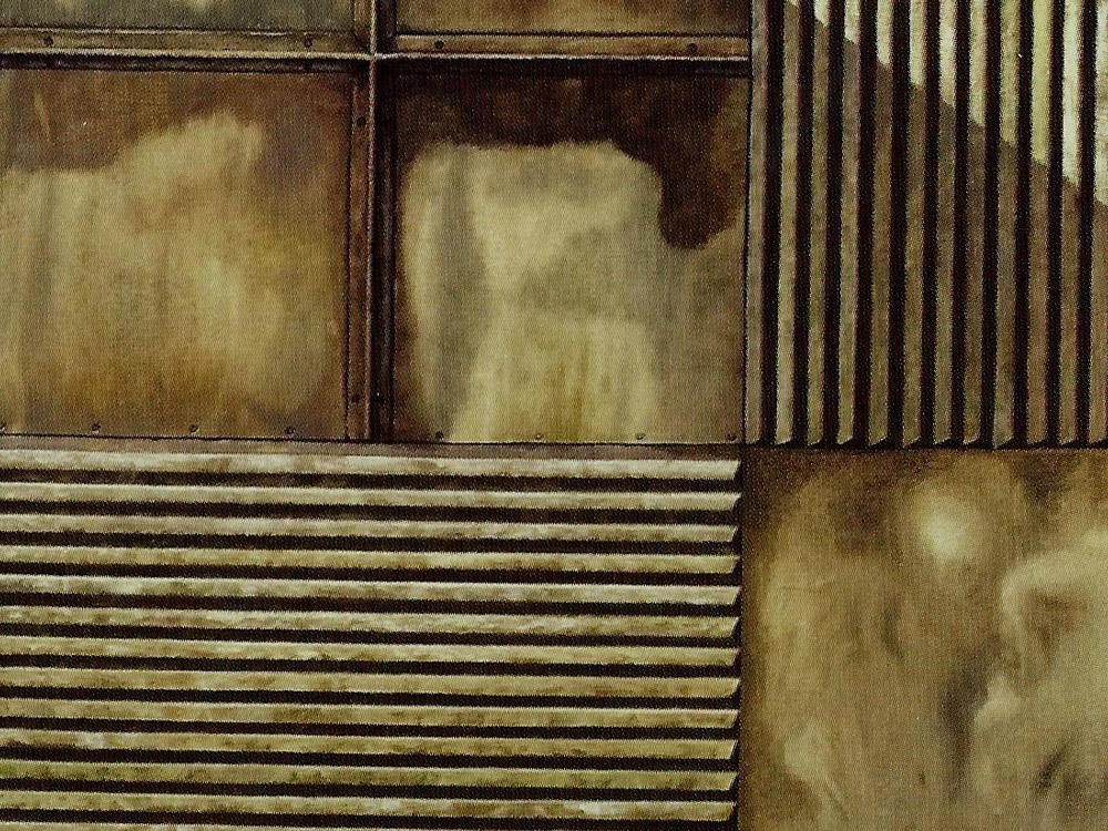 Sandro Bastioli. Oil on canvas painting: artwork depicting wooden cabinet. A painting characterized by extraordinary visual rendering. Detail 1